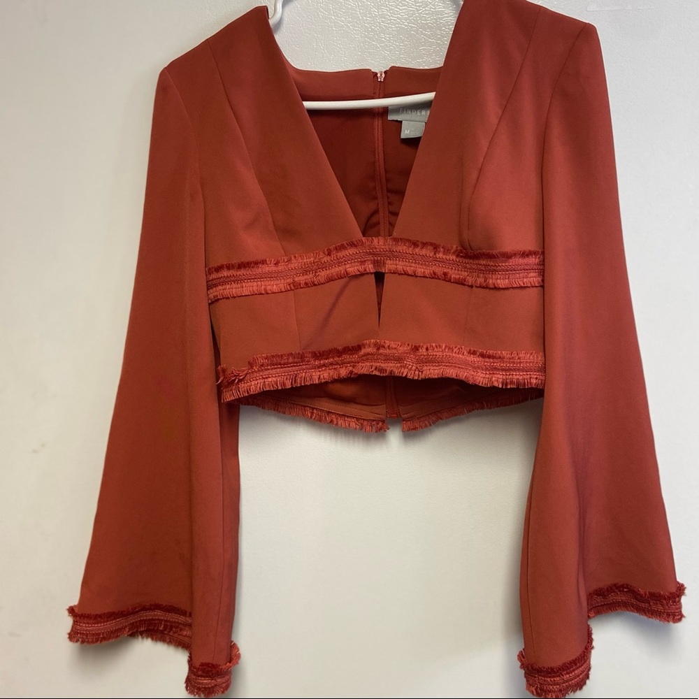 Almost new low cut pink crop top with fringe